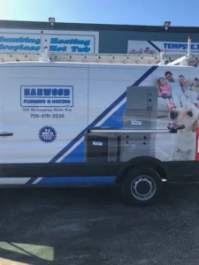 Harwood service van outside the business